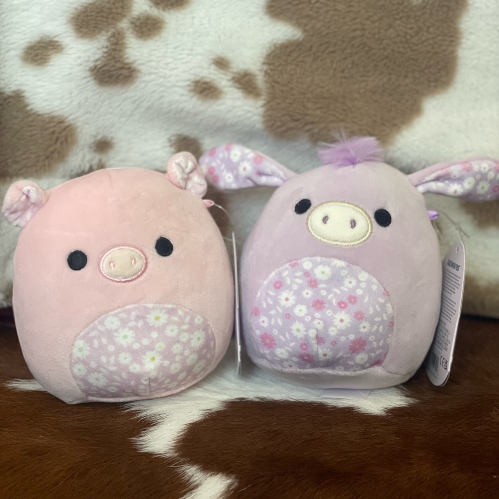 NWT Squishmallow Bundle of 2 🩷 Delzi the Purple donkey and Peter the pink pig💕